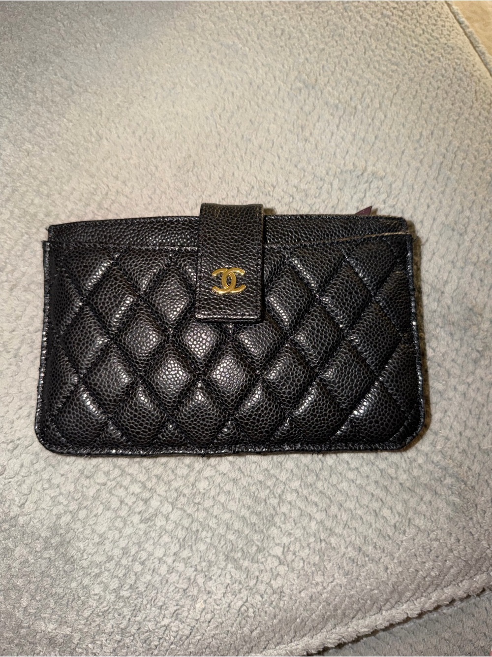 Black Quilted Leather Wallet with Burgundy Card Holder Insert